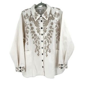 Johnny Was Western Seamed Jacket Women's Large Cream Cowgirl Rodeo Rockabilly